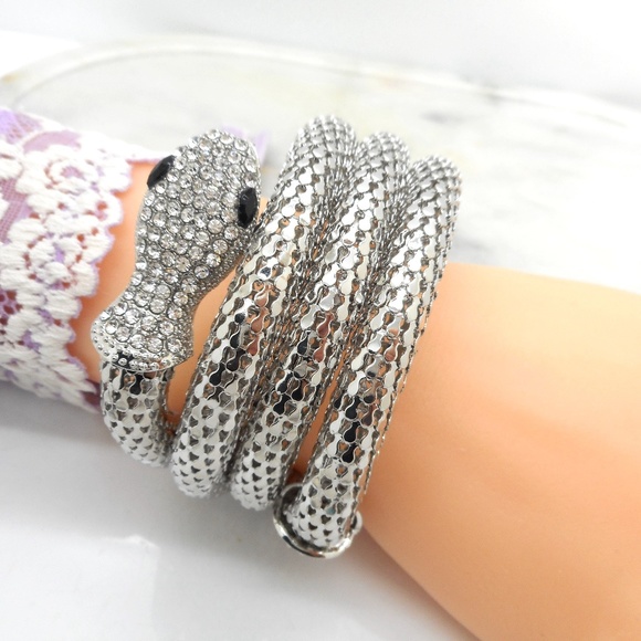 Crystal Snake Bracelet Great Quality Gold or Silver - Picture 2 of 4